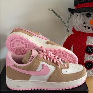 Nike Air Force 1 Pink and Tan Sneakers